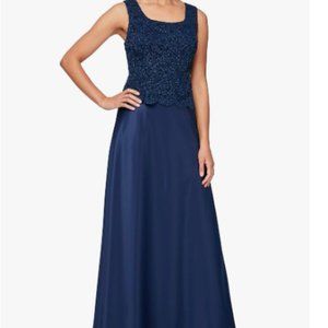 ALEX EVENINGS SPARKLE MOCK TWO PIECE NAVY GOWN sz 8
